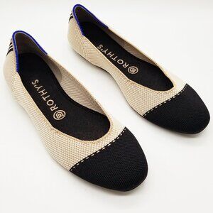 Rothy's The Square in Tuxedo Size 8.5 Cap Toe Slip On Ballet Flats Comfort $149